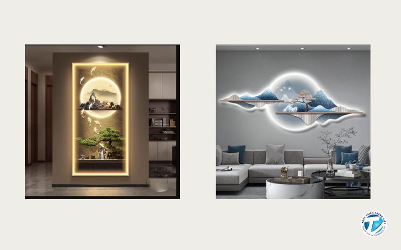 Sử dụng đèn để decor tranh treo tường thêm nổi bật